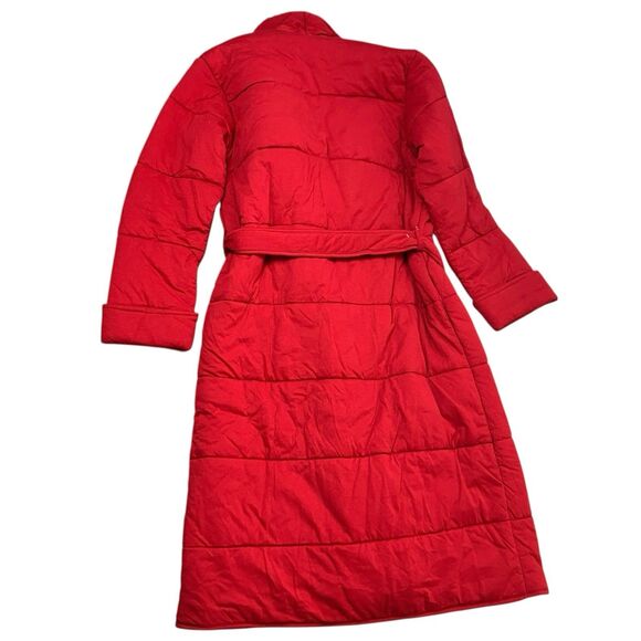 Skin X J Crew Robe Red Quilted Waist Tie Shawl Cotton W Eye Mask - Picture 10 of 13